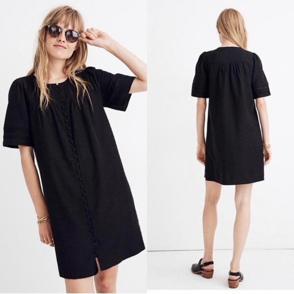 Madewell Pleated Button-Front Shift Dress - Size XXS